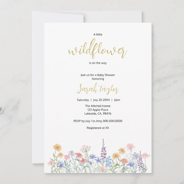Convites A little Wildflower Baby Shower Invitation (Frente)