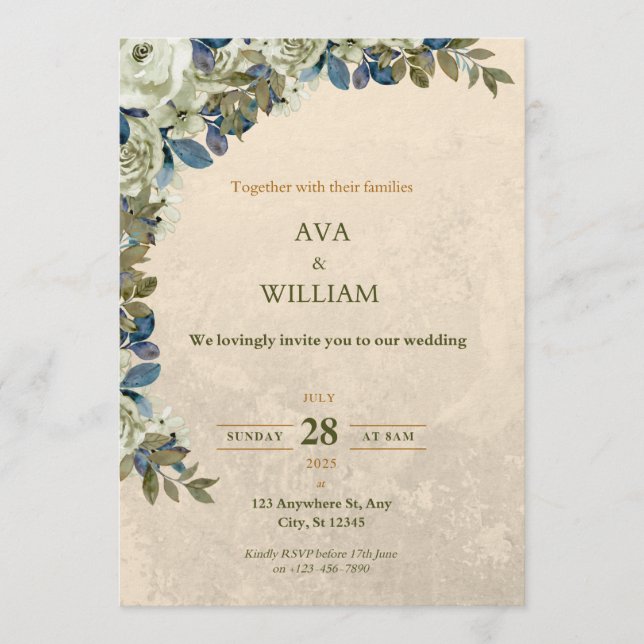 Convites A luxurious and stylish wedding invitation  (Frente)