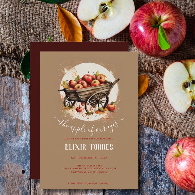 Convites A Maçã Do Nosso Chá de fraldas De Olhos (Criador carregado)