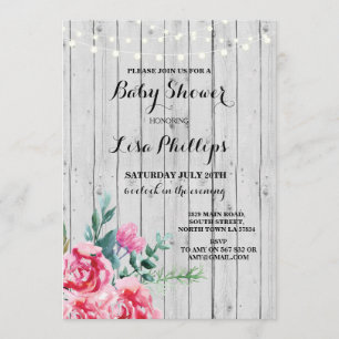 Convites A madeira floral cor-de-rosa rústica do partido de