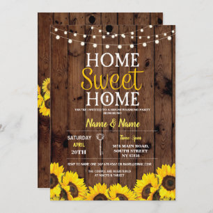 Convites A madeira Home doce do Housewarming do girassol