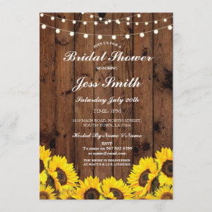 Convites A madeira rústica do girassol do partido de chá de