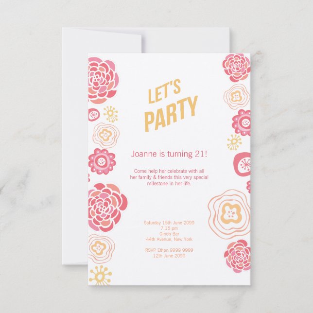 Convites A madressilva floresce o aniversário de 21 anos do (Frente)