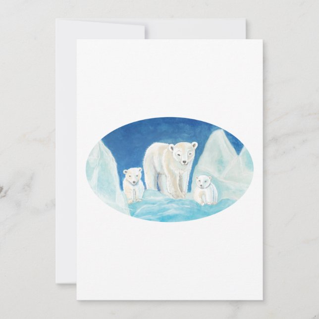 Convites A Mãe Urso Polar & Dois Filhotes (Frente)