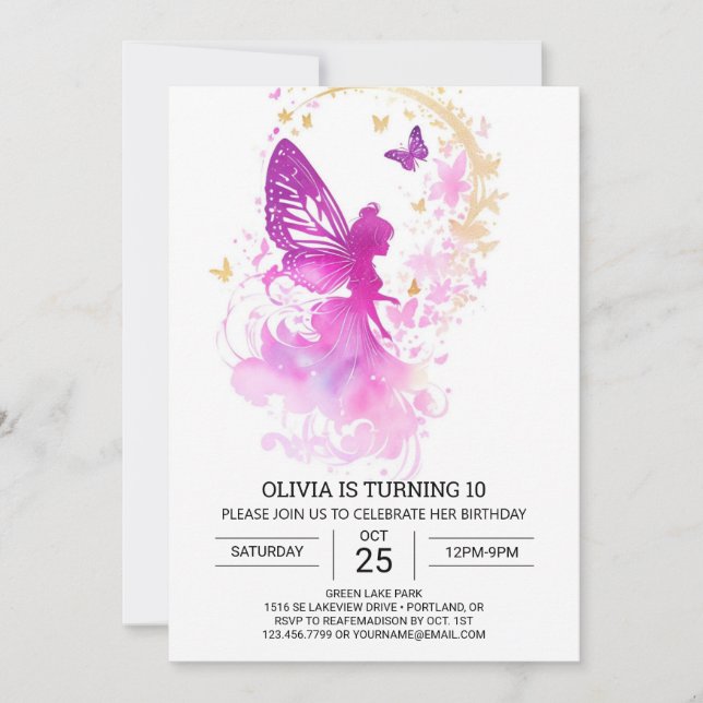 Convites A Mágica do Aniversário da Fada Touch da Natureza (Frente)