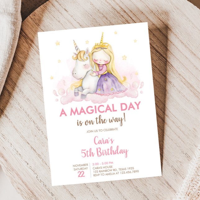 Convites A Magical Day Unicorn Birthday Party  (Unicorn Baby Shower Invitation)
