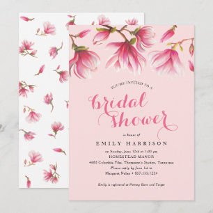 Convites A magnólia cor-de-rosa floresce chá de panela