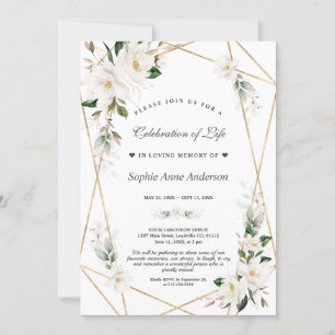 Convites A Magolia Branca Flói Dourada Celebração Da Vida