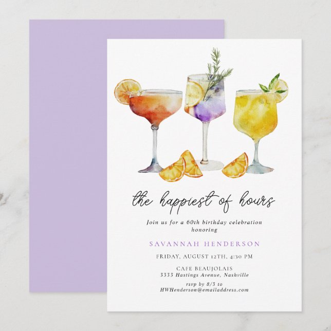 Convites A mais feliz das 60ª Festa de aniversário Divertid (Frente/Verso)