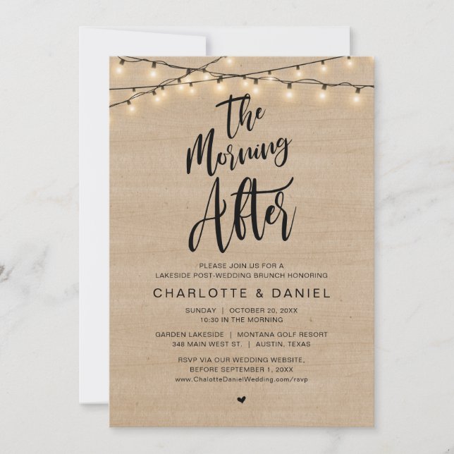 Convites A Manhã Depois, Poste Casamento Brunch (Frente)