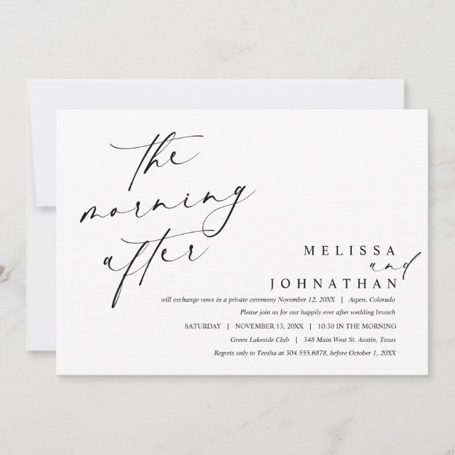 Convites A Manhã Depois, Poste Casamento Brunch (Frente)