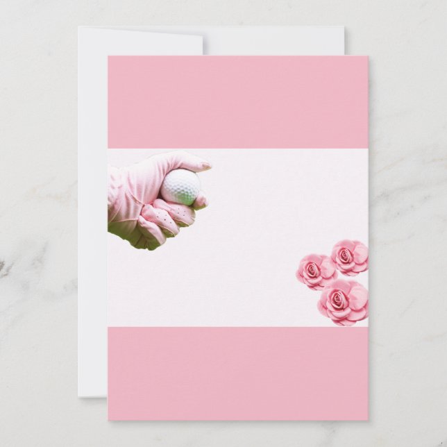 Convites A mão de Golfe Lady Golfer em rosa está segurando  (Frente)