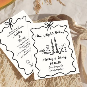 Convites A Mão Desenhou A Noite Antes Do Janto De Ensaio