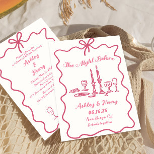 Convites A Mão Desenhou A Noite Antes Do Janto De Ensaio