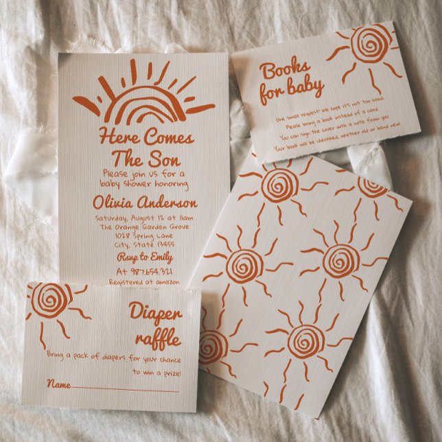 Convites A Mão Retroativa Desenhada Aqui Vem O Chá de frald (Criador carregado)