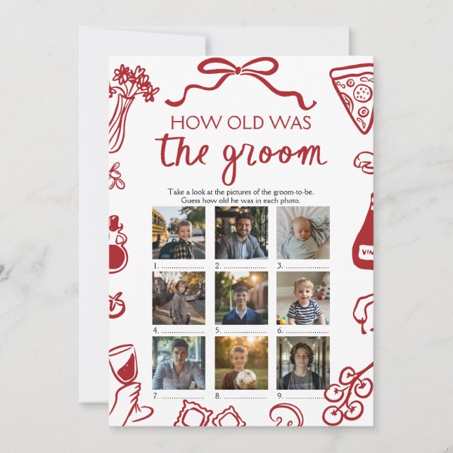 Convites A Mão Vermelha Italiana Desenhou A Idade Do Jogo D (Frente)