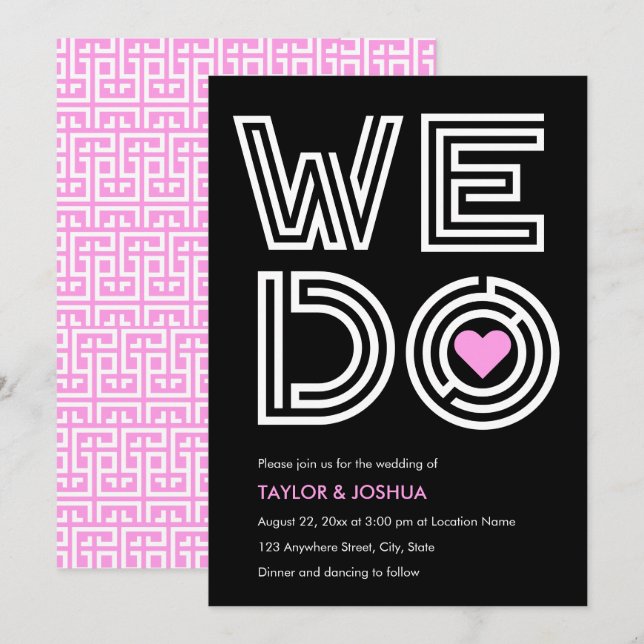 Convites A-maze-ing Love | Nós Fazemos Casamento De Maze He (Frente/Verso)