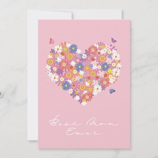 Convites A melhor mãe de sempre com flores (Frente)