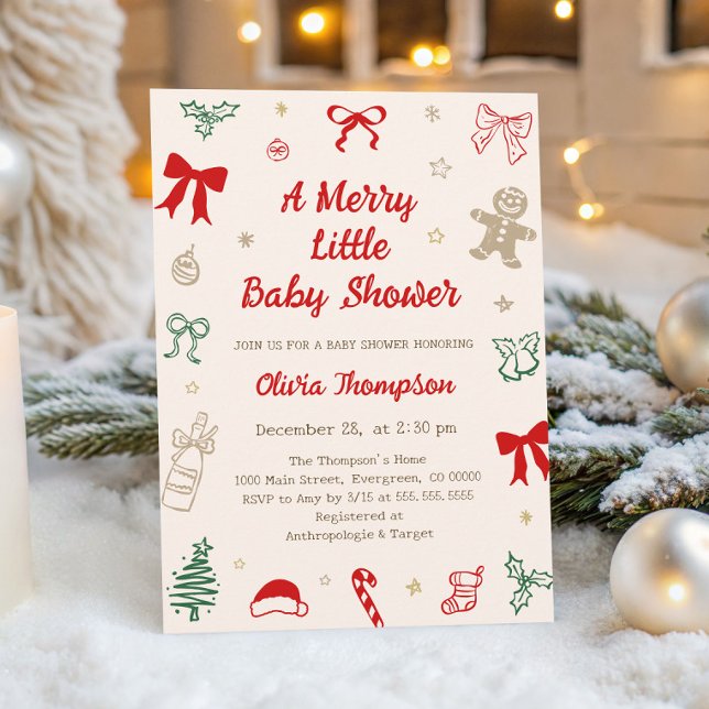 Convites A Merry Little Christmas Baby Shower  (Criador carregado)