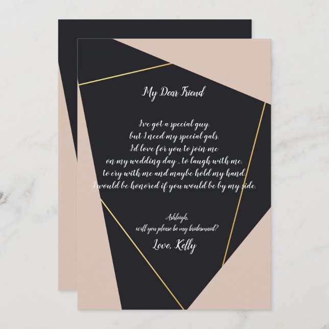 Convites A moderna Elegance Pink Floral será minha dama de  (Frente/Verso)