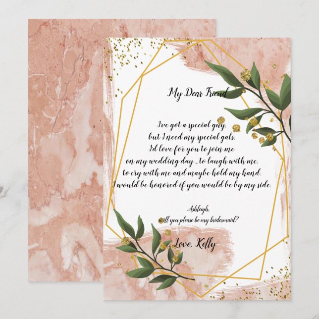 Convites A moderna Frame Dourada Ivory será minha dama de h (Frente/Verso)