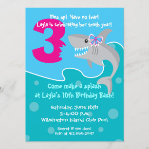 Convites A mordida do tubarão da menina convida o partido