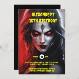 Convites A mulher gótica do halloween festejar vermelho pre