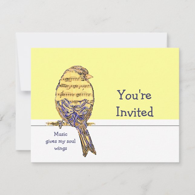 Convites A música dá as minhas almas de alma no Bird Party (Frente)