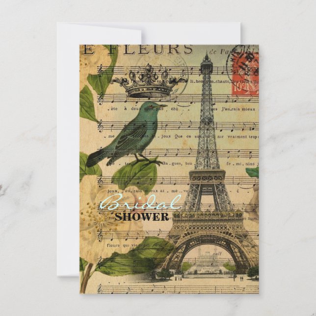 Convites a música nota a torre Eiffel botânica francesa de (Frente)