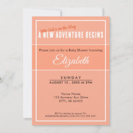 Convites A New Adventure Begins Peach Babyshower Invitation
