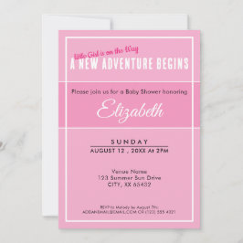 Convites A New Adventure Begins Pink Babyshower Invitation