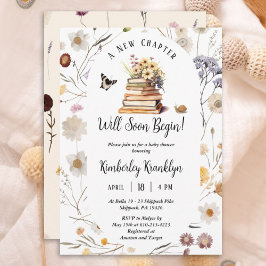Convites A New Chapter Baby Shower Storybook Wildflower
