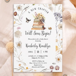 Convites A New Chapter Baby Shower Storybook Wildflower