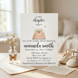 Convites A New Chapter Begins Baby Shower Invitation 