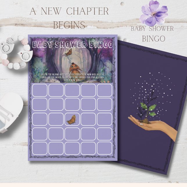 Convites A New Chapter Begins Bingo game Baby Shower Card (A New Chapter Begins Bingo game Baby Shower Invitation)