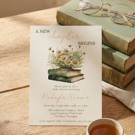 Convites A New Chapter Begins Floral Books Baby Shower