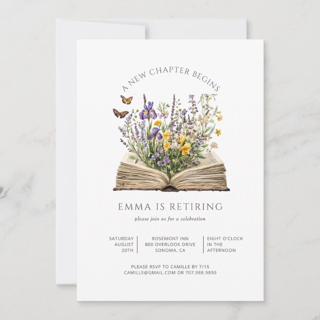 Convites A New Chapter Begins Retirement Party (Frente)