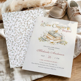 Convites A New Chapter Begins Rustic Book Theme Baby Shower