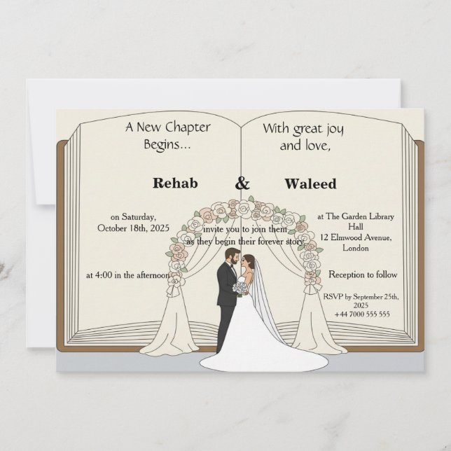 Convites A New Chapter Begins Storybook Wedding IInvitation (Frente)