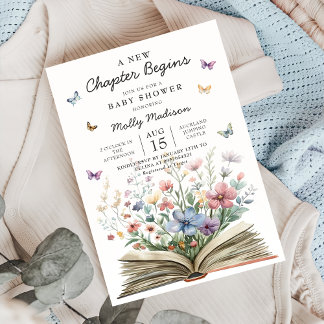 Convites A New Chapter Begins Wildflower Baby Shower