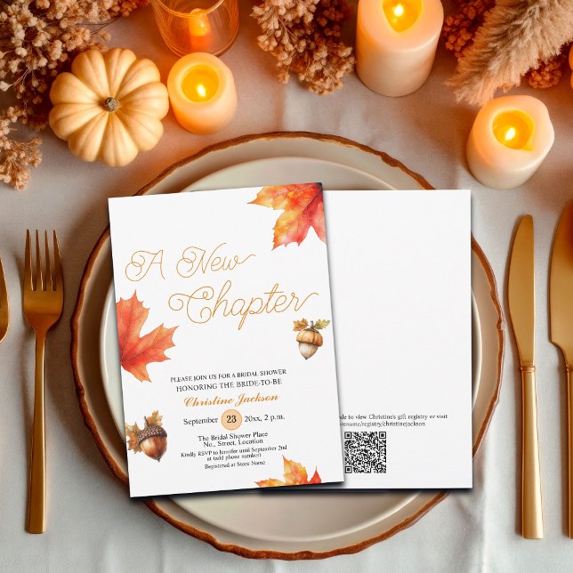 Convites A New Chapter Maple Tree Leaves Bridal Shower  (Criador carregado)