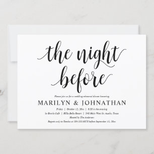 Convites A Noite Anterior, Jantar de Ensaios de Casamento M