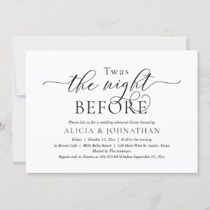 Convites A Noite Anterior, Jantar de Rehearsal de Casamento