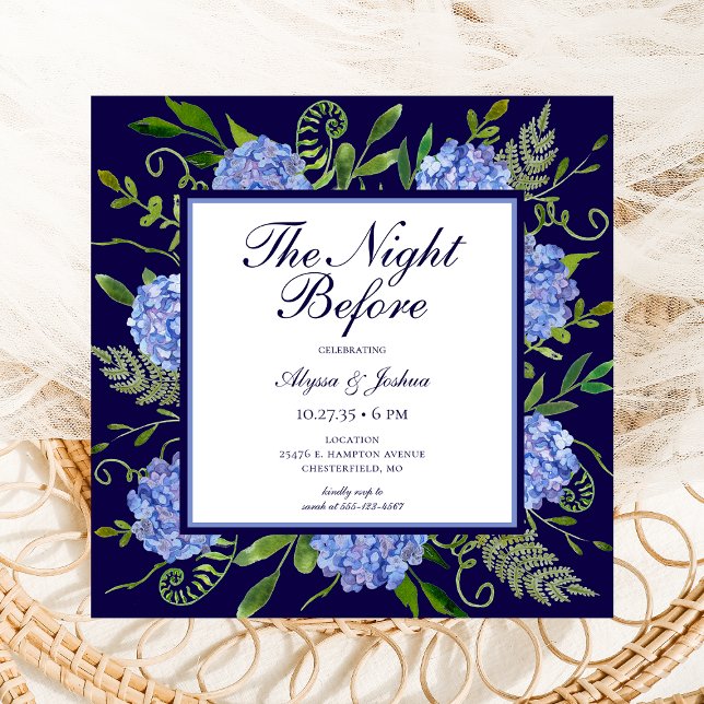 Convites A Noite Antes Blue Hydrangea (Criador carregado)