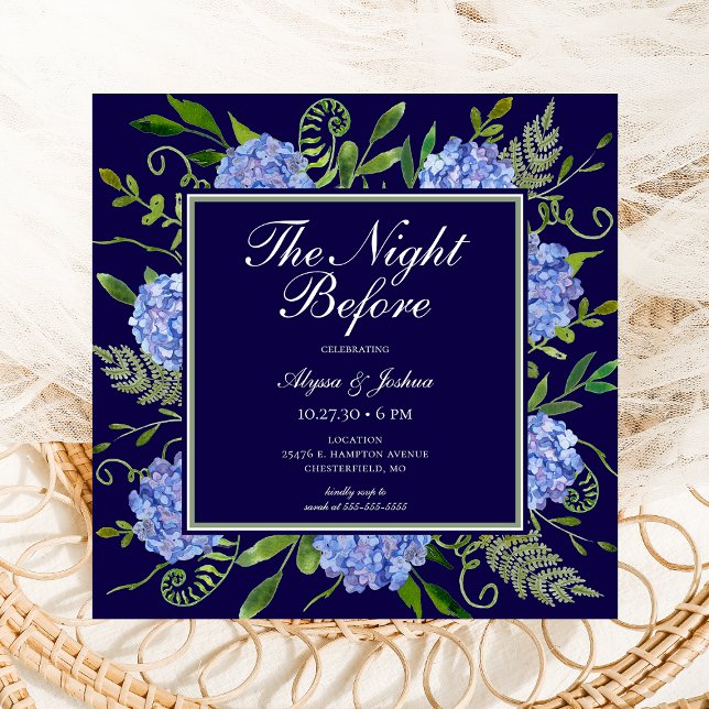 Convites A Noite Antes Blue Hydrangea (Criador carregado)