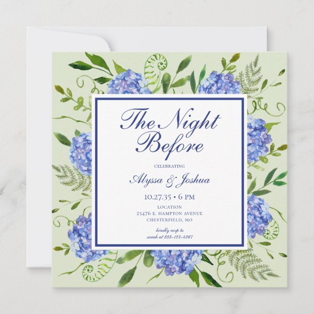 Convites A Noite Antes Blue Hydrangea (Frente)