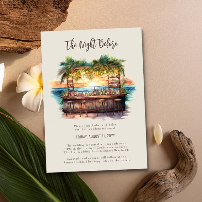 Convites A Noite Antes Do Ensaio De Casamento Da Praia Suns (The Night Before Rehearsal Invite from the Sunset Beach Wedding Collection by Darling & May)