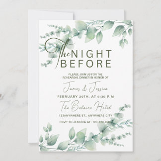 Convites A Noite Antes Do Ensaio De Casamento De Eucalyptus