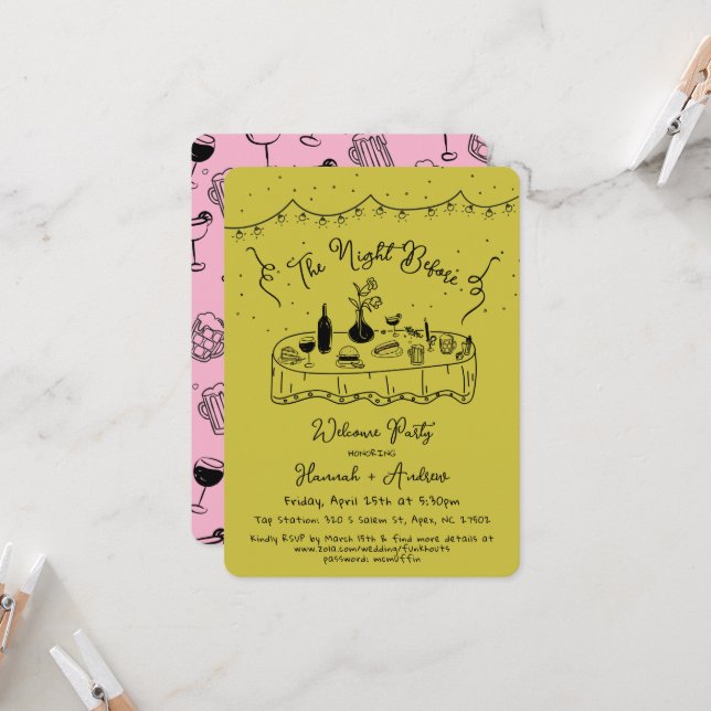 Convites A Noite Antes Do Ensaio Jantar A Mão (Frente/Verso In Situ)