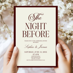 Convites A Noite Antes do Jantar de Ensaios do Casamento em